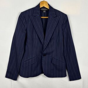 VTG Ralph Lauren Womens Black Label Wool Blazer Sz S Pinstripe Academia USA made